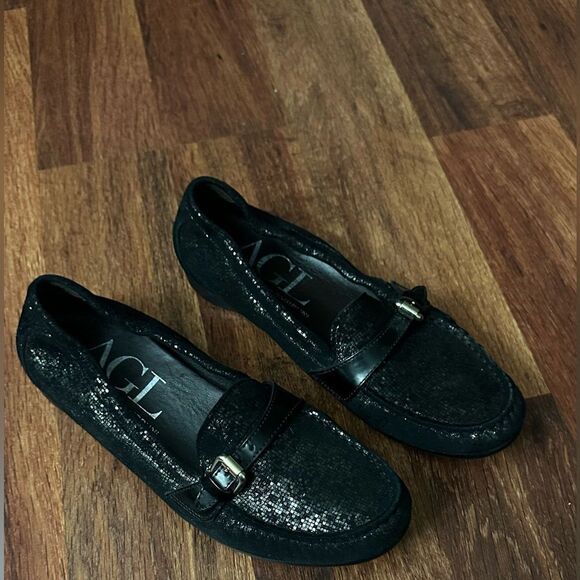 AGL Black Loafers with Buckle Detail - Picture 3 of 12